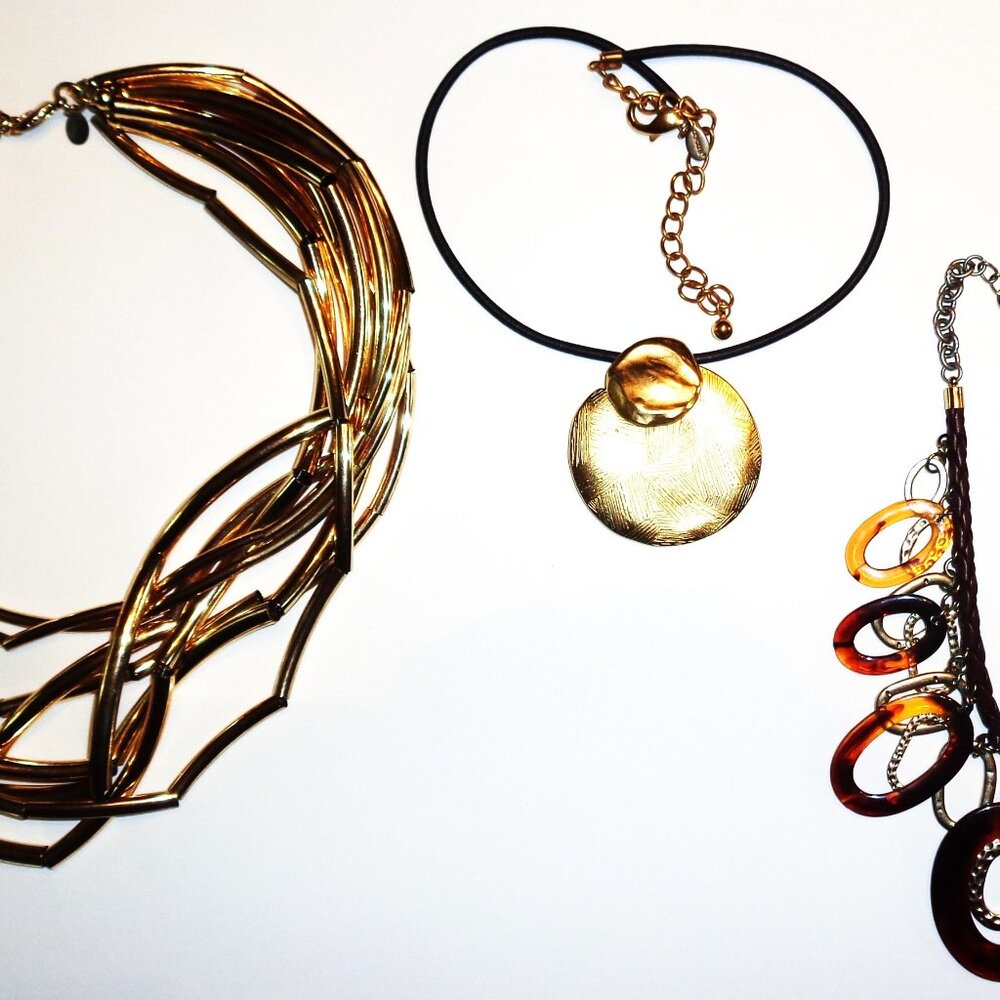 Vintage Chico's Chunky Choker / Necklace Lot (3) 80s Jewelry Statement Necklace